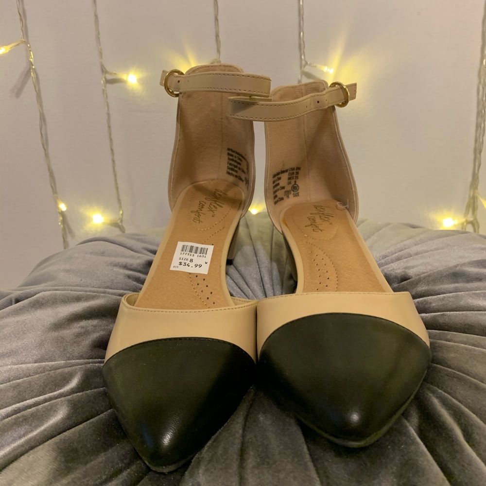 Black Pointed Toe Chunky Heels